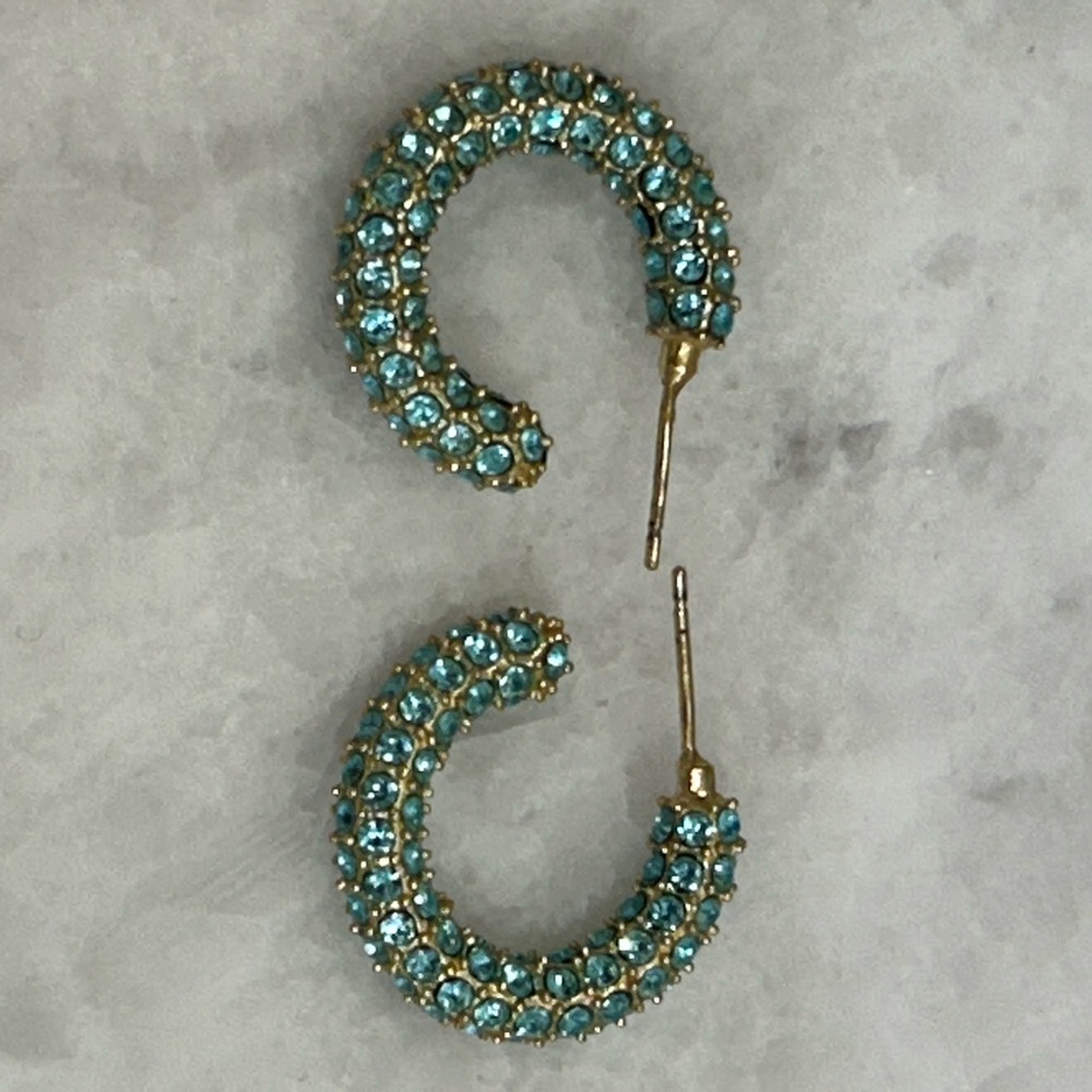 Elegant Gold and Blue Hoop Earrings